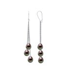 Boucles d'Oreilles 2x3 Or Blanc & Perles de Culture de Tahiti Poires peacock