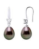 Boucles d'Oreilles Argent & Perles de Culture de Tahiti Poires peacock