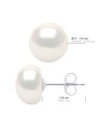 Boucles d'Oreilles Or Blanc & Perles de Culture d'Eau Douce Boutons blanches 9-10 mm