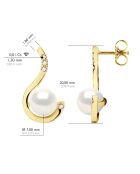 Boucles d'Oreilles Prestige Or Blanc, Diamants 0,08 Cts & Perles de Culture d'Eau Douce Rondes blanches