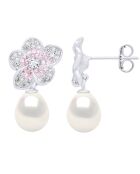 Boucles d'Oreilles en Argent Perles de Culture d'Eau Douce Poires blanches