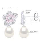 Boucles d'Oreilles en Argent Perles de Culture d'Eau Douce Poires blanches