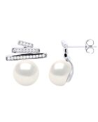 Boucles d'Oreilles Barrettes & Perles de Culture d'Eau Douce Boutons blanches 9-10 mm
