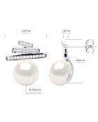 Boucles d'Oreilles Barrettes & Perles de Culture d'Eau Douce Boutons blanches 9-10 mm