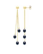 Boucles d'Oreilles en Argent Plaqué Or Véritables Perles de Culture d'Eau Douce Poires 5-6 mm