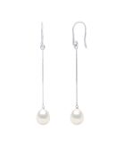 Boucles d'Oreilles Argent 925 Millièmes Véritables Perles de Culture d'Eau Douce Poires 7-8 mm