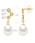 Boucles d'Oreilles Prestige Or Jaune, Diamants &  Perles de Culture d'Eau Douce Poires blanches