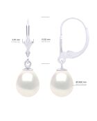 Boucles d'Oreilles Or Blanc & Perles de Culture d'Eau Douce Poires blanches
