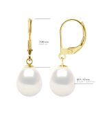Boucles d'Oreilles Or Jaune & Perles de Culture d'Eau Douce Poires blanches
