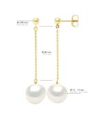 Boucles d'Oreilles Or Jaune & Perles de Culture d'Eau Douce Baroques blanches