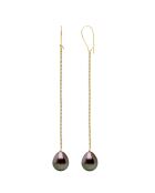Boucles d'Oreilles Or Jaune & Perles de Culture de Tahiti Poires peacock