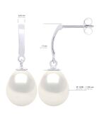 Boucles d'Oreilles Or Blanc & Perles de Culture d'Eau Douce Poires blanches