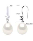 Boucles d'Oreilles en Argent & Perles de Culture d'Eau Douce Poires blanches 9-10 mm