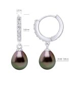 Boucles d'Oreilles Argent & Véritables Perles de Culture de Tahiti peacock