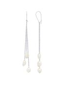Boucles d'Oreilles 2x3 Or Blanc & Perles de Culture d'Eau Douce Baroques blanches