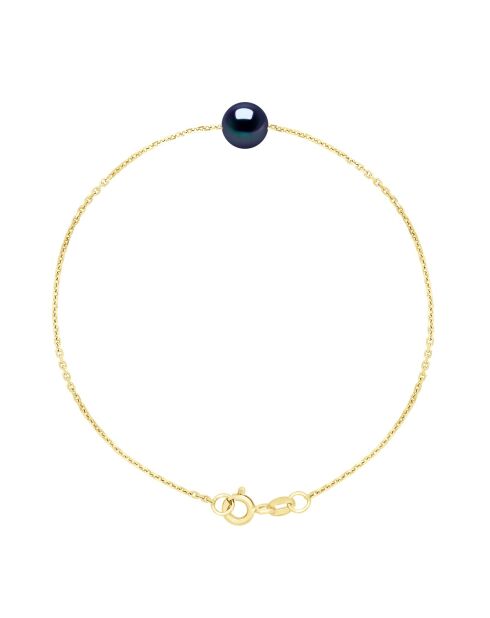 Bracelet Argent Plaqué Or & Véritable Perle de Culture d'Eau Douce Ronde 7-8 mm