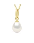 Pendentif Bélière Articulée Or Jaune & Perle de Culture d'Eau Douce Poire blanche
