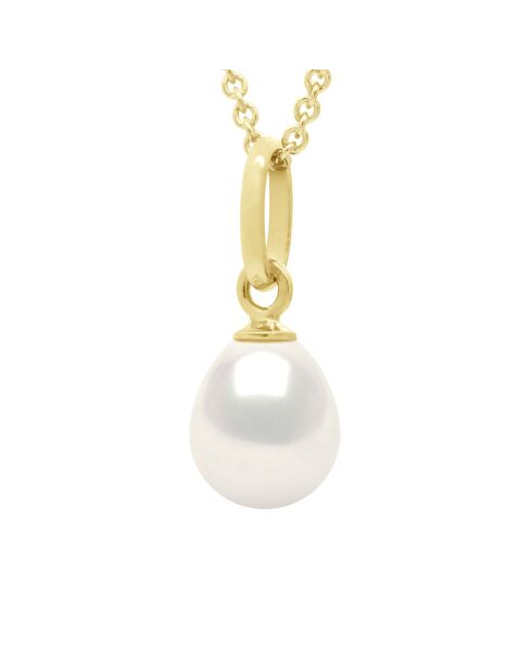 Pendentif Bélière Articulée Or Jaune & Perle de Culture d'Eau Douce Poire blanche
