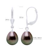 Boucles d'Oreilles en Or Blanc Perles de Culture de Tahiti Poires peacock