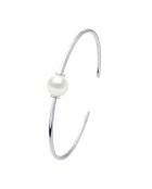 Jonc en Argent & Perle de Culture d'Eau Douce Ronde blanche 9-10 mm