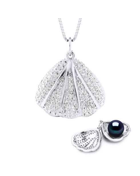 Collier Coquillage Argent & éritable Perle de Culture d'Eau Douce Bouton 9-10 mm