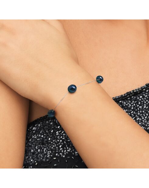 Zilveren armband met zwarte gekweekte zoetwaterparels uit Tahiti