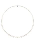 Collier Rang Princesse en Chute en Or Blanc & Perles de Culture d'Eau Douce Rondes blanches de 12 à 6 mm