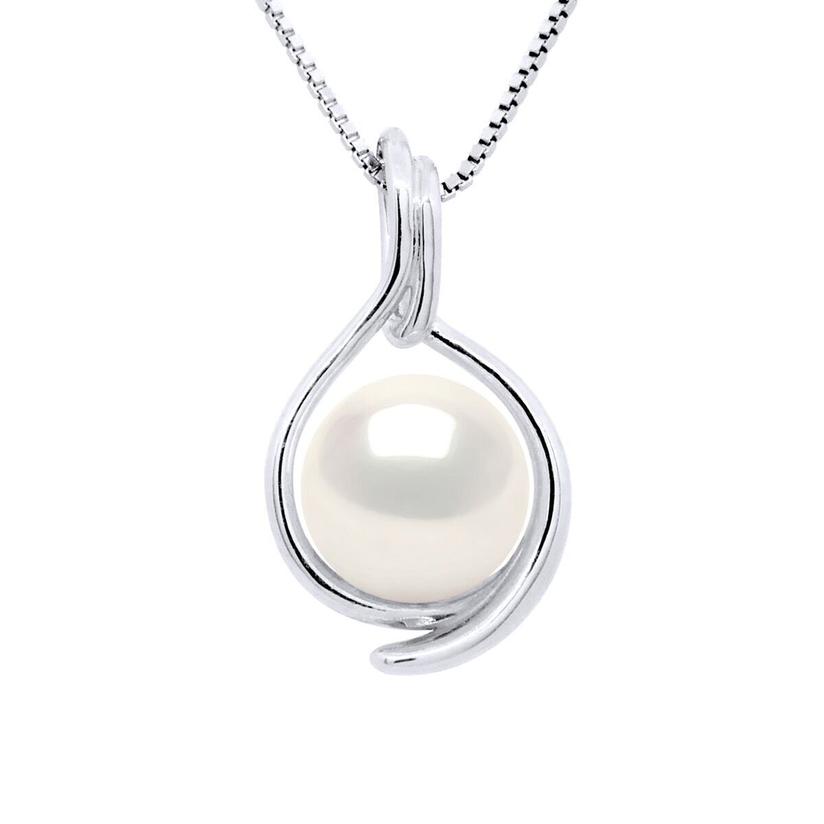 Pendentif En Or Blanc 750/1000 Avec Perle De Culture Et 4 Diamants - Bijou Ancien Élégant - Occasion