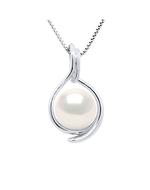 Pendentif Recto Verso Or Blanc & Perle de Culture d'Eau Douce Ronde blanche