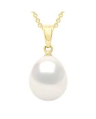 Pendentif Bélière Massive Articulée Or Jaune & Perle de Culture d'Eau Douce Poire blanche
