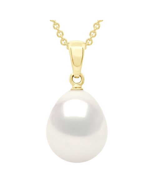 Pendentif Bélière Massive Articulée Or Jaune & Perle de Culture d'Eau Douce Poire blanche