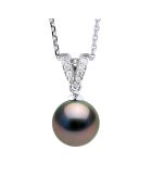 Collier Prestige en Argent & Perle de Culture de Tahiti Ronde peacock 9-10 - mm