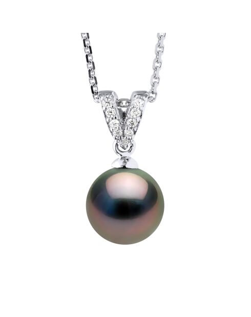 Collier Prestige en Argent & Perle de Culture de Tahiti Ronde peacock 9-10 - mm
