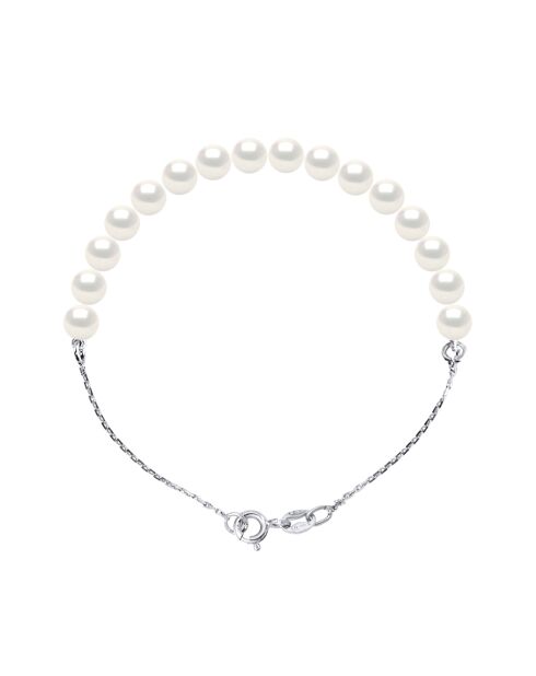 Bracelet en Argent & Perles de Culture d'Eau douce Rondes blanches 6-7 mm