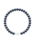 Bracelet Argent & Perles de Culture d'Eau Douce Semi Rondes noires 5-6 mm