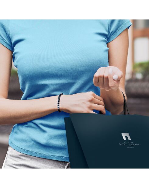 Bracelet en Argent Perles de Culture d'Eau Douce Semi Rondes noires