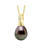 Pendentif Prestige Or Jaune, Diamant 0.03 Cts & Perle de Culture de Tahiti Poire peacock