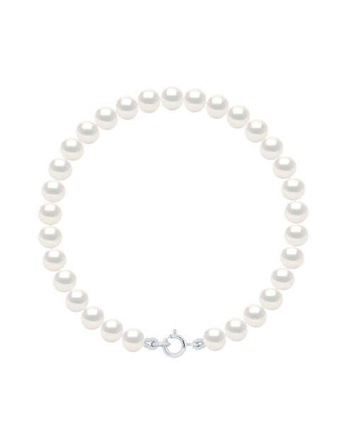 Bracelet en Argent & Perles de Culture d'Eau Douce Semi Rondes blanches 5-6 mm