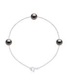 Bracelet Trio Or Blanc & Perles de Culture de Tahiti Traversantes Rondes peacock