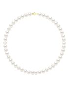Collier en Or Jaune &  Perles d'Eau Douce Semi Rondes blanches 8 - 9 mm