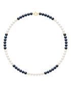 Collier Rang Perles de Culture d'Eau Douce Rondes blanc/noir