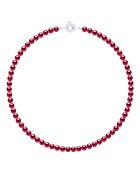 Collier en Argent & Perles de Culture d'Eau Douce Rondes rouges 6-7 mm