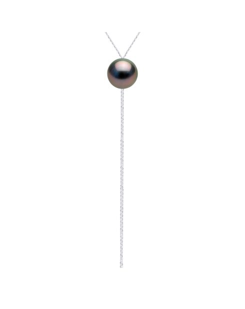 Collier Cravate Or Blanc & Perle de Culture de Tahiti Ronde peacock