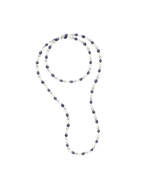 Sautoir Opera Perles de Culture d'Eau Douce Baroques blanc/gris/noir