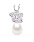 Collier en Argent & Perle de Culture d'Eau Douce Poire blanche 9-10 mm