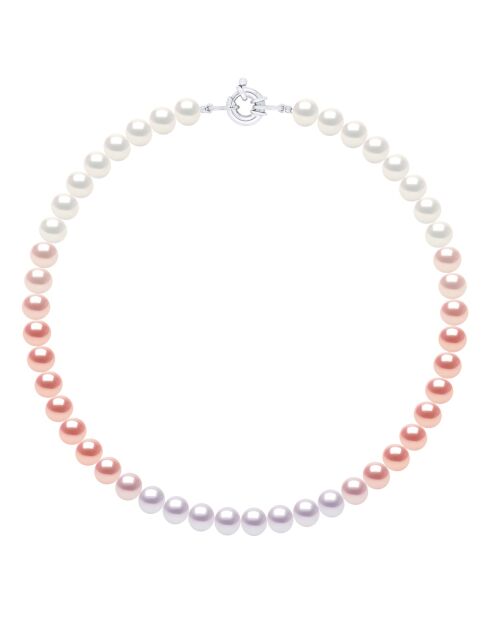 Collier en Argent & Perles de Culture d'Eau Douce et Rondes multicolores 8-9 mm