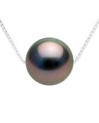 Collier Or Blanc & Perle de Culture de Tahiti Traversante Ronde peacock