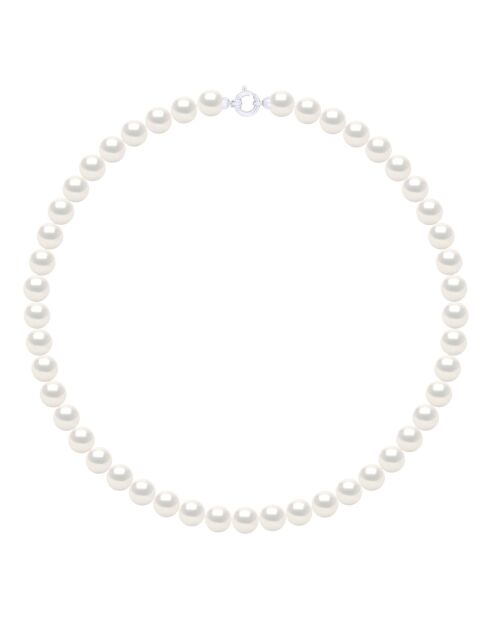 Collier Rang Princesse Perles de Culture d'Eau Douce Rondes blanches