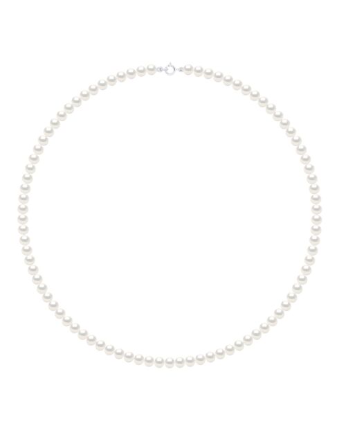 Collier en Argent & Perles de Culture d'Eau Douce Semi Rondes blanches 5-6 mm