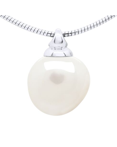 Collier Semi Rigide Argent & Perle de Culture d'Eau Douce Baroque blanche 12-13 mm